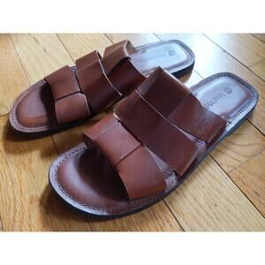 Samuel Windsor Brown Leather Sandals Size 9/10 Manufacturing Variation Tan